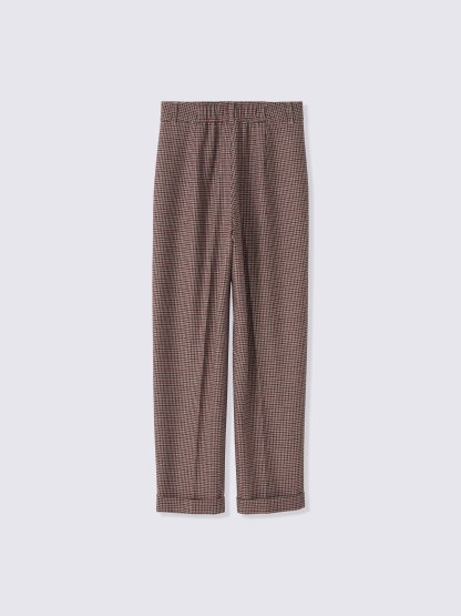 タックテーパードパンツ(チェック)(丈長め)