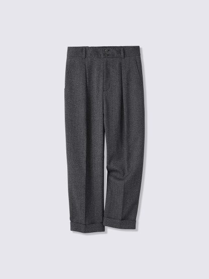 タックテーパードパンツ(ツイーディー)(丈短め)
