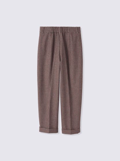 タックテーパードパンツ(チェック)(丈短め)
