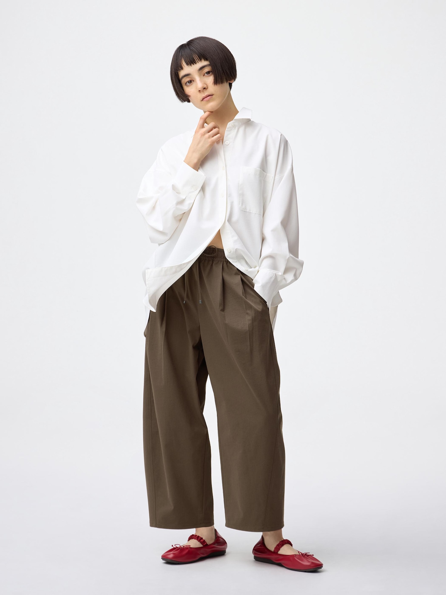 バレルアンクルパンツ(丈短め57.0cm) - 37 BROWN
