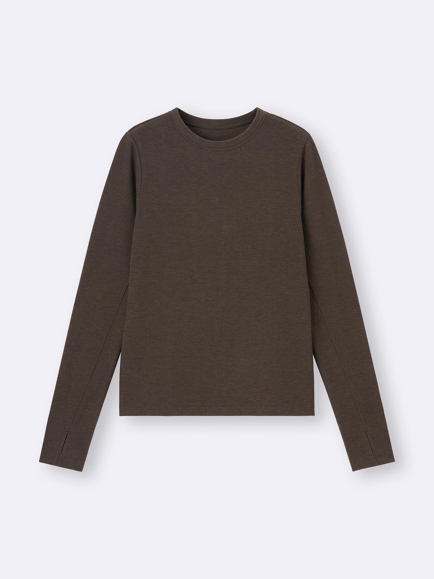 ウォームスムースクルーネックT(12分袖) - 38 DARK BROWN
