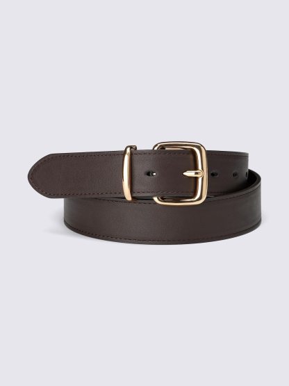 メタルループスクエアバックルベルト - 38 DARK BROWN