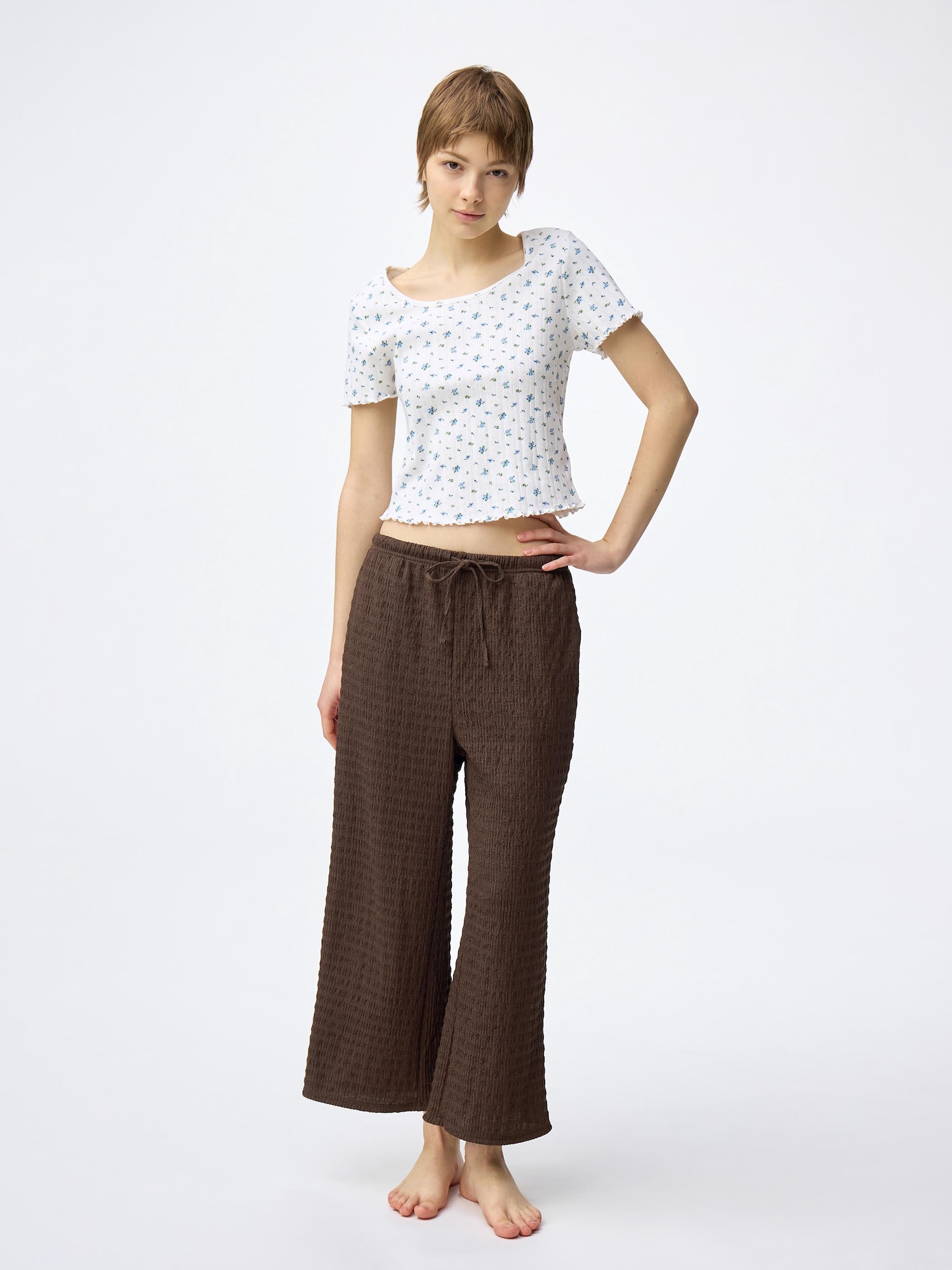 シャーリングアンクルパンツ - 38 DARK BROWN