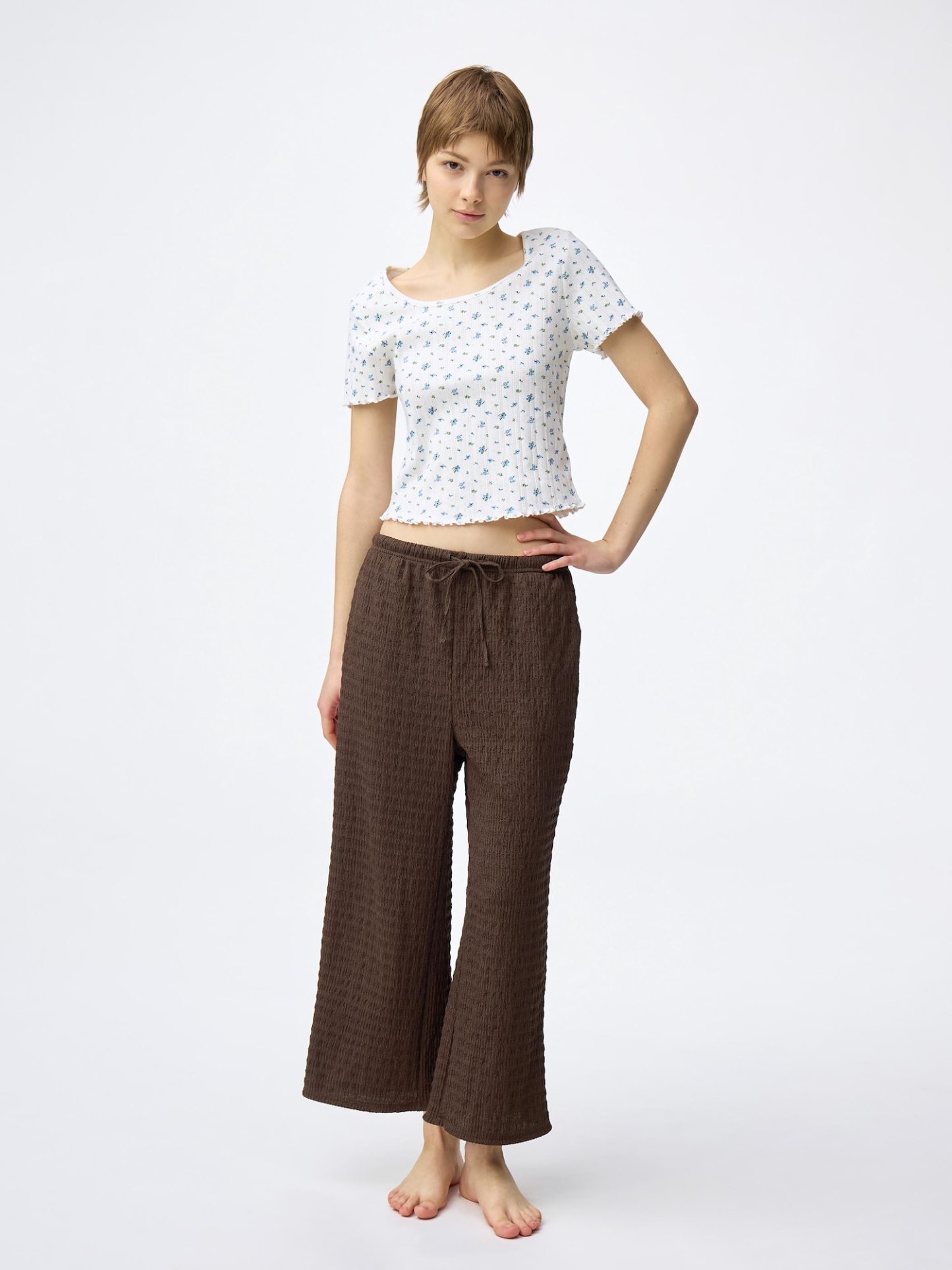シャーリングアンクルパンツ - 38 DARK BROWN