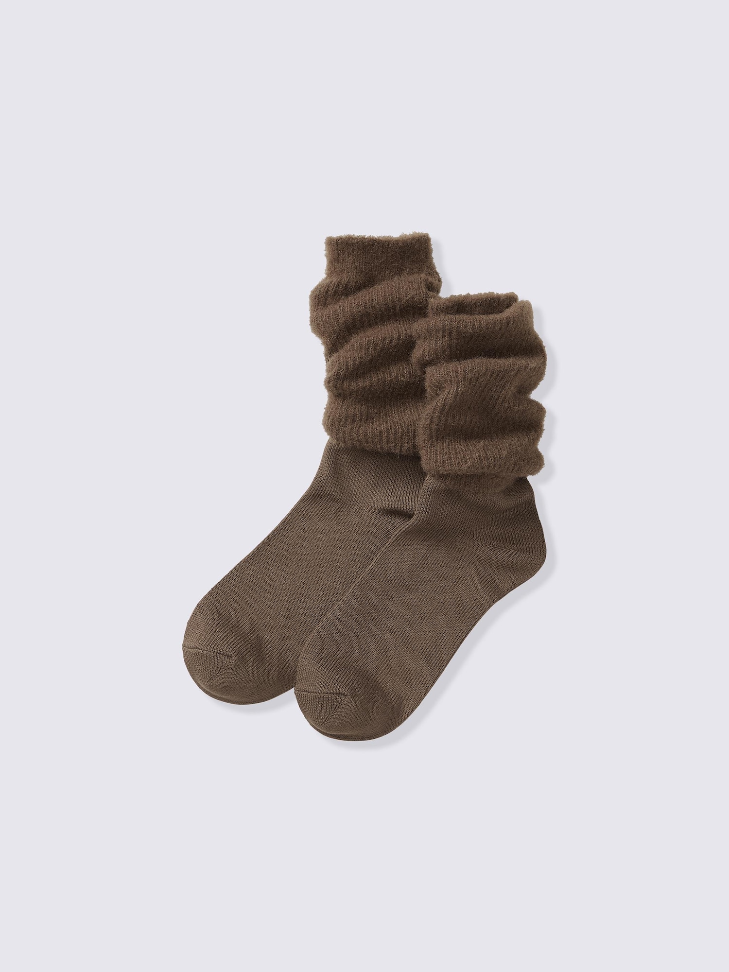 ウォームクルーソックス(シャギー) - 38 DARK BROWN