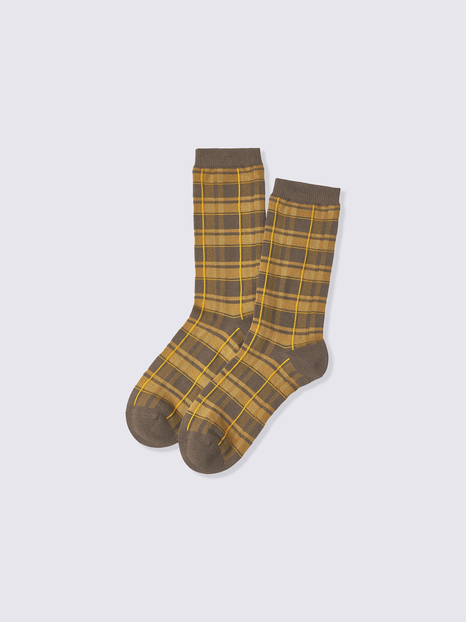 ウォームクルーソックス(チェック) - 38 DARK BROWN