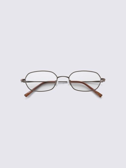 UVカットヘキサゴンメタルサングラス - 38 DARK BROWN