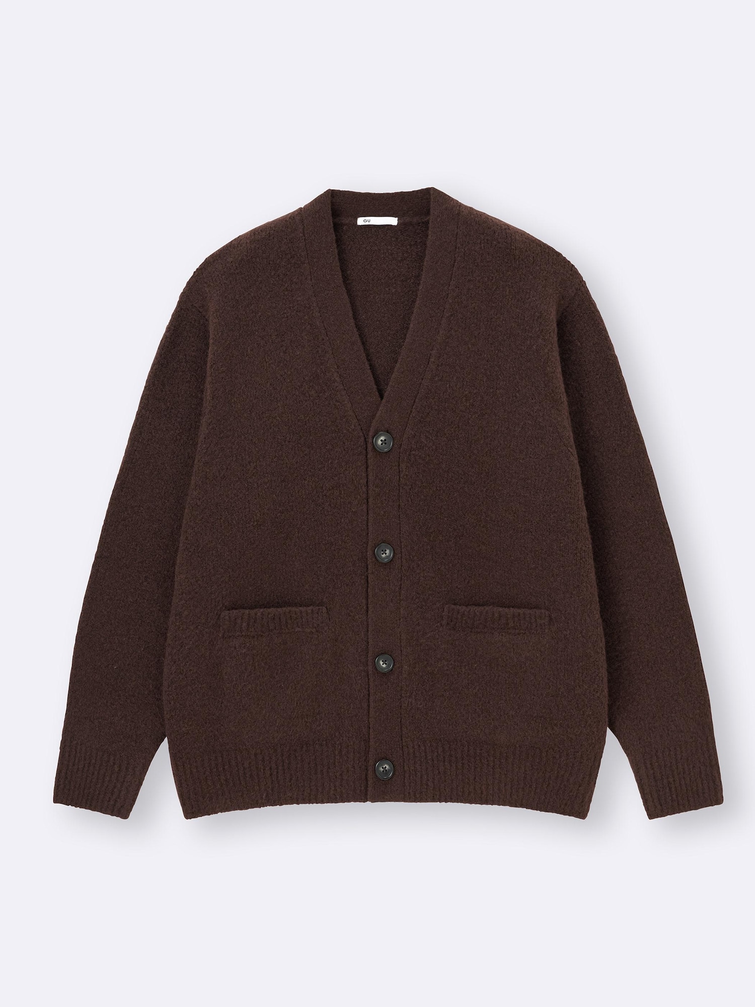 パフニットVネックカーディガン - 39 DARK BROWN
