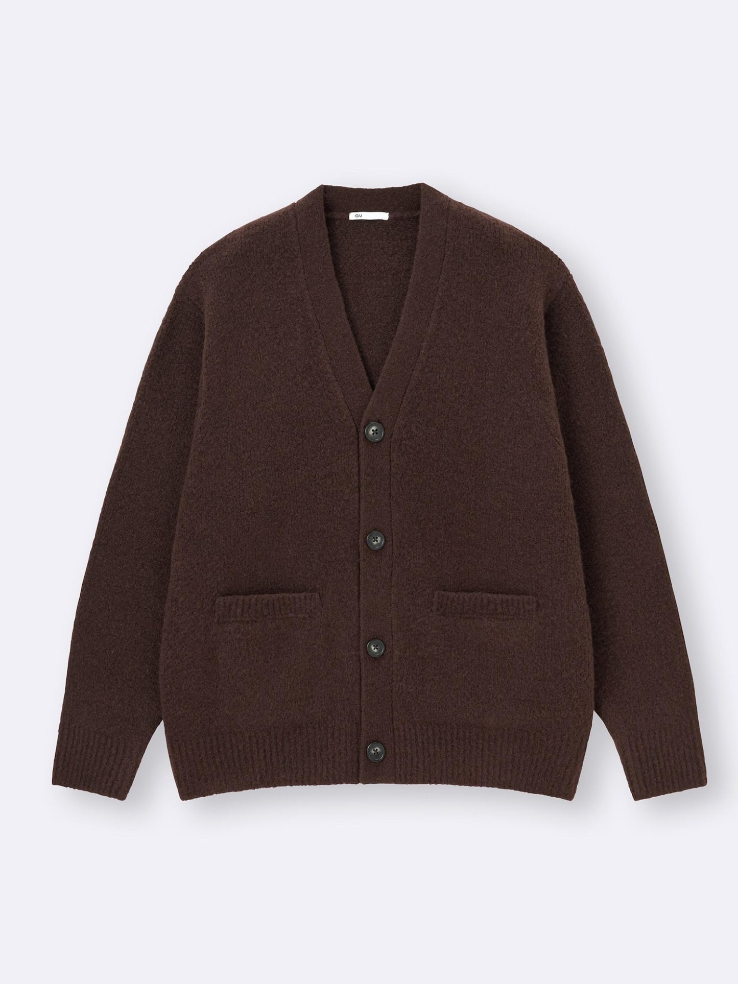 パフニットVネックカーディガン - 39 DARK BROWN