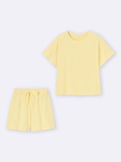 コットンカラーラウンジセット(半袖&ショートパンツ) - 41 YELLOW