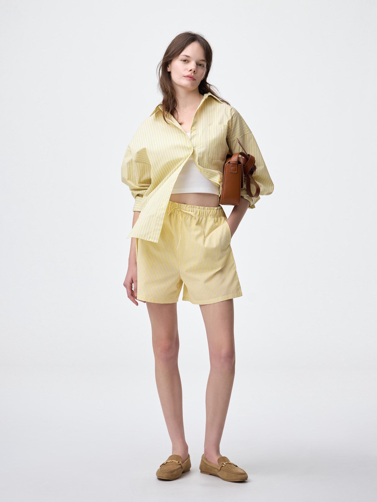 パジャマショートパンツ(ストライプ) - 42 YELLOW