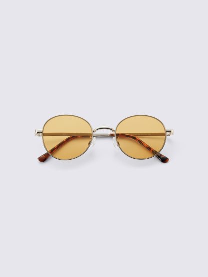 UVカットラウンドメタルサングラス - 45 YELLOW