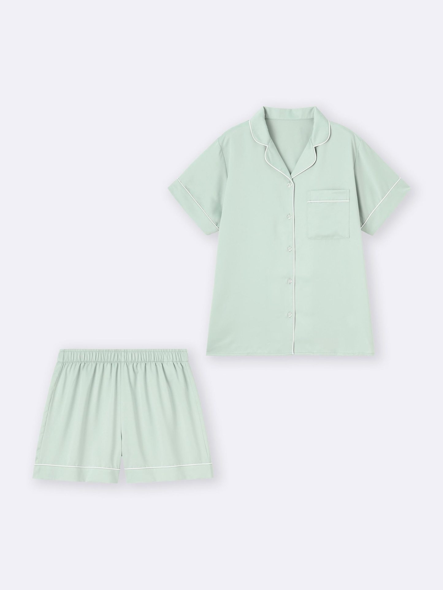 サテンパジャマ(半袖&ショートパンツ) - 50 LIGHT GREEN