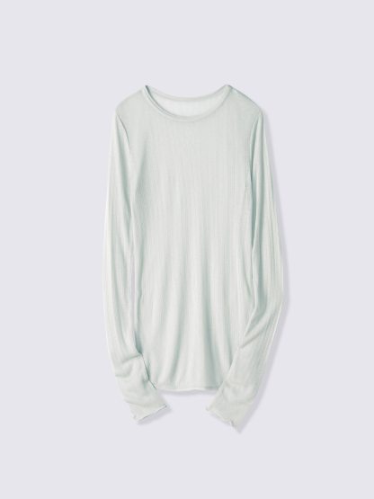 ウォームポインテールクルーネックT(12分袖) - 50 LIGHT GREEN