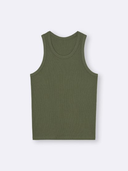 コットンカラーリブタンクトップ - 57 OLIVE