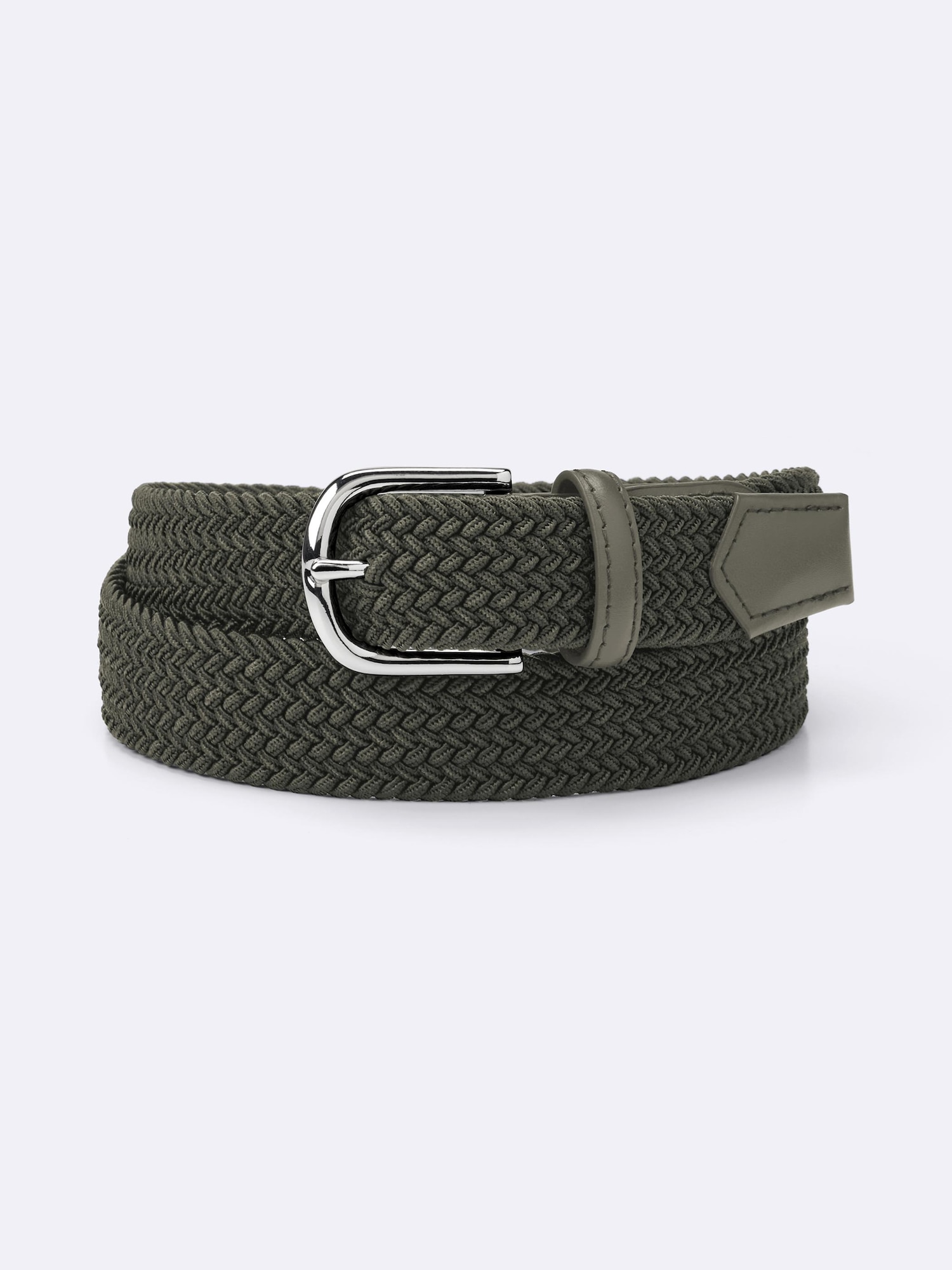 レザーコンビネーションメッシュベルト - 57 OLIVE