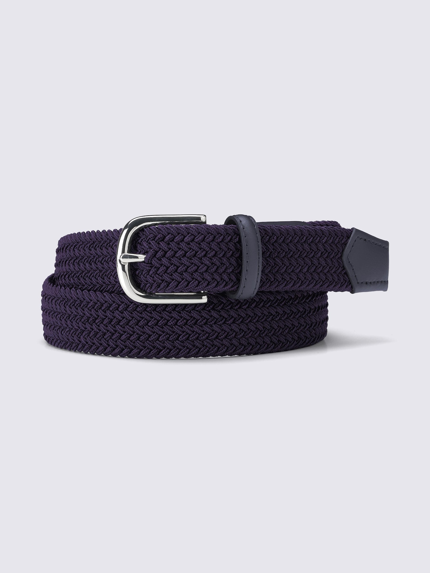レザーコンビネーションメッシュベルト - 69 NAVY