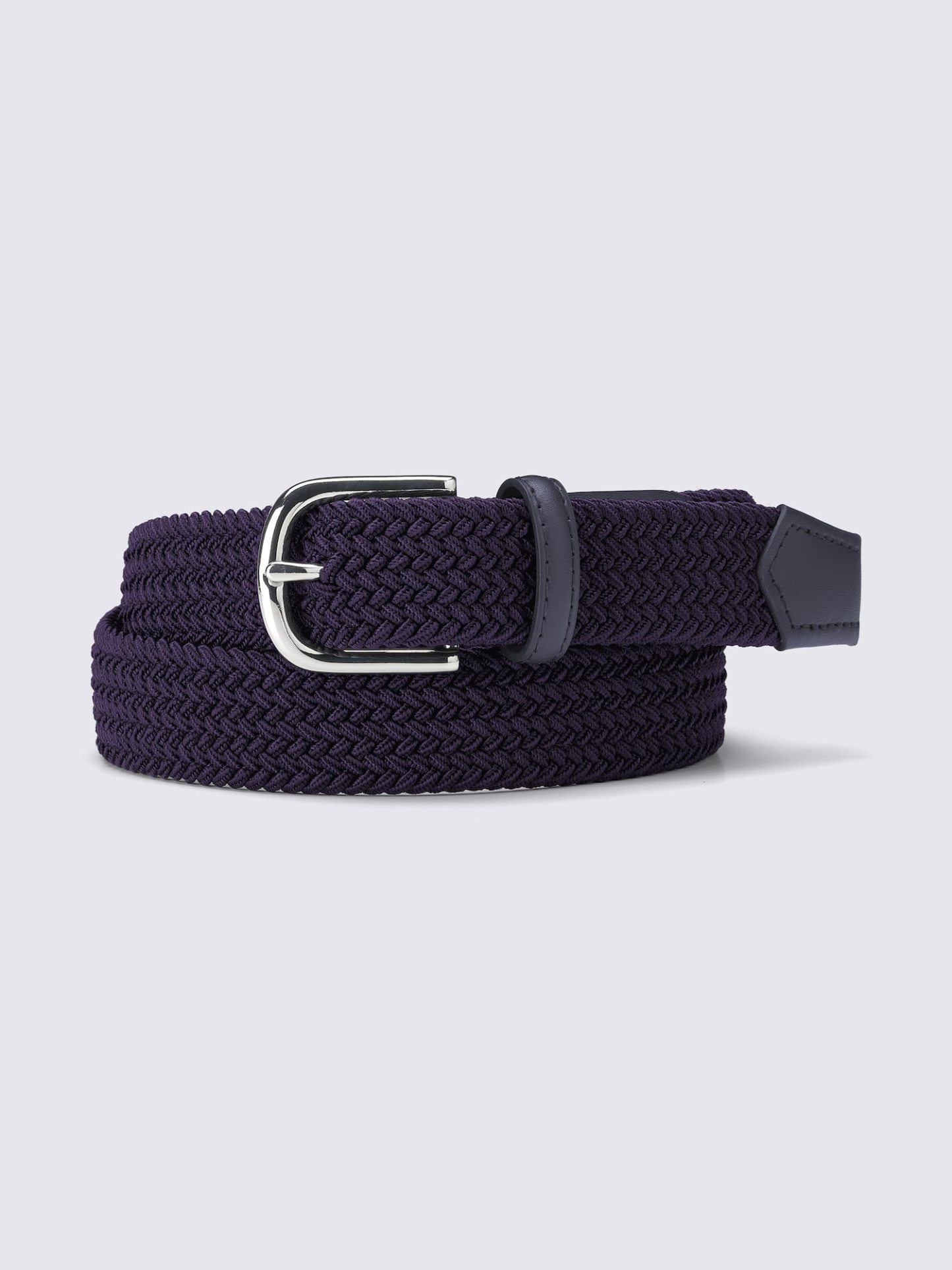 レザーコンビネーションメッシュベルト - 69 NAVY
