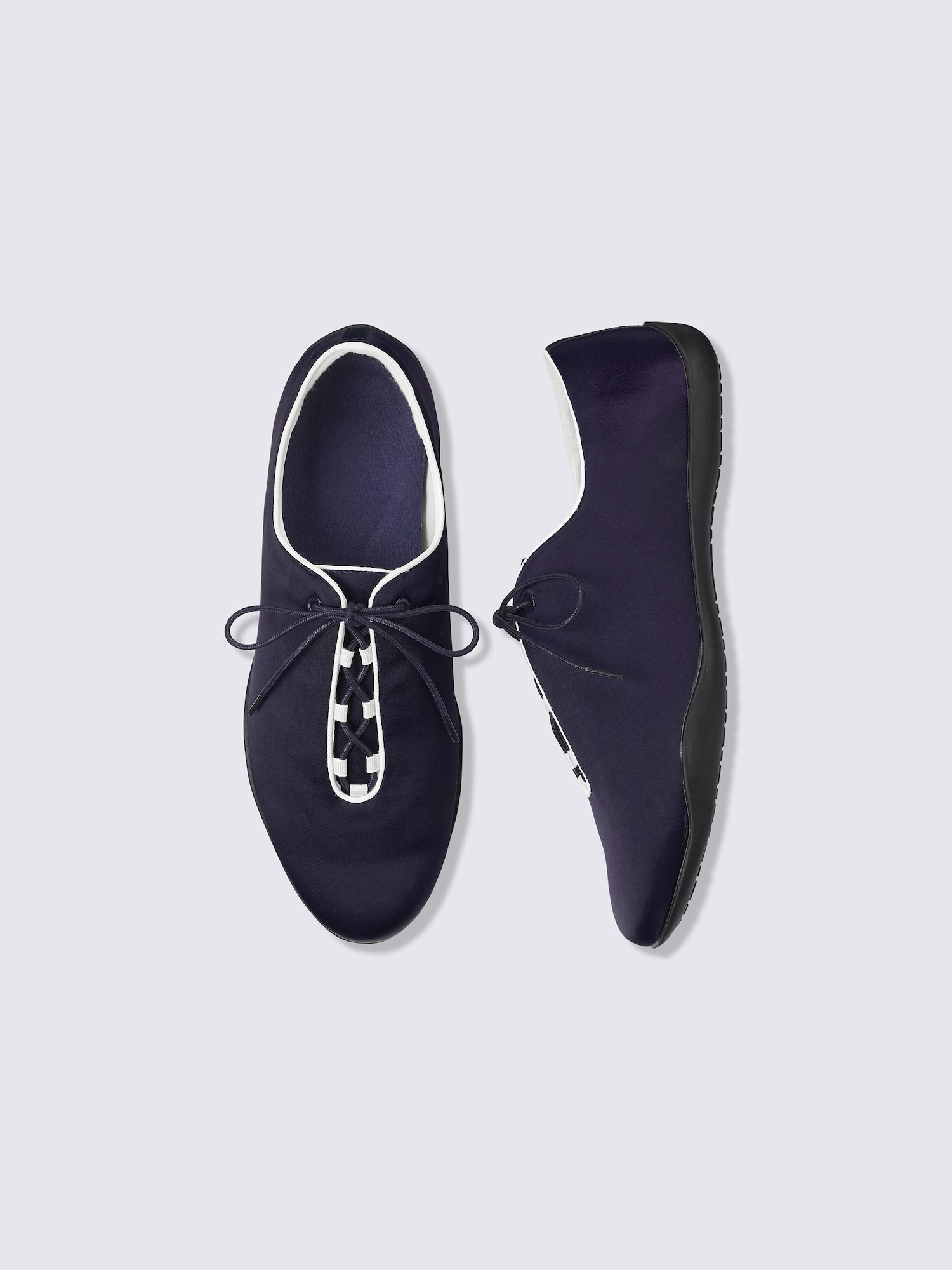 サテンレースアップスニーカー - 69 NAVY