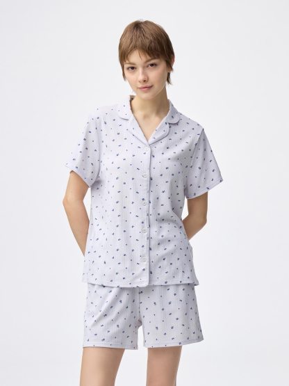 コットンブレンドパジャマ(半袖&ショートパンツ)(フルーツ) - 70 LIGHT PURPLE