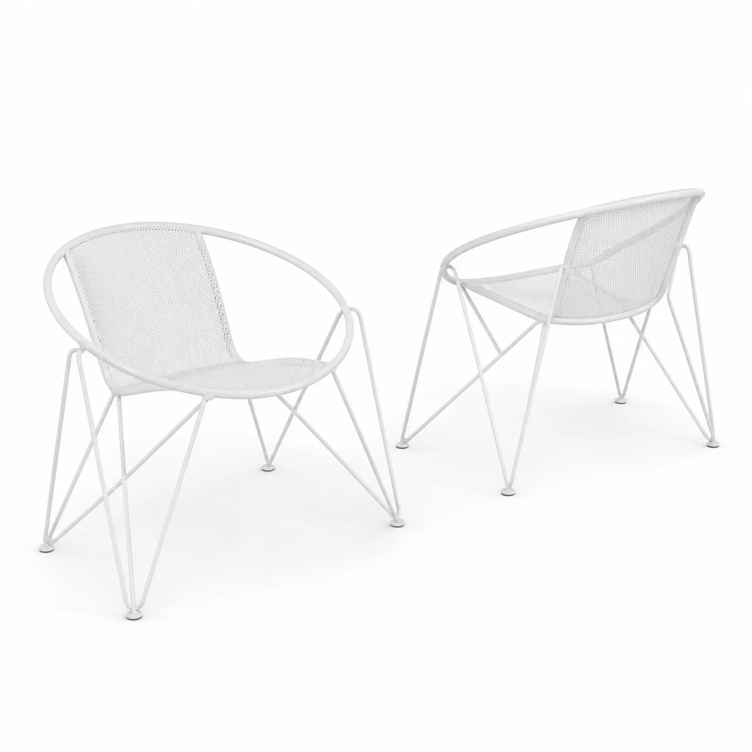 Conjunto de sillas de metal para exterior color Blanco-Rusticvillaa