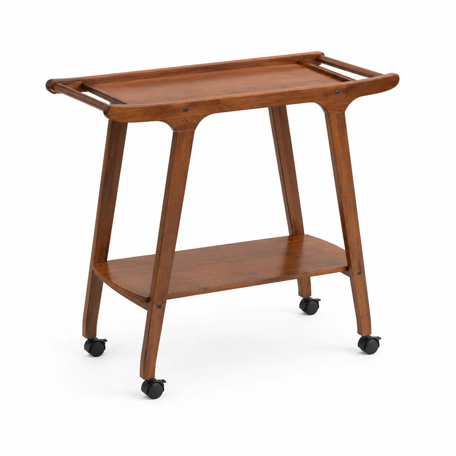 Carrito de bar de madera maciza con ruedas, altura 85 cm-Rusticvillaa