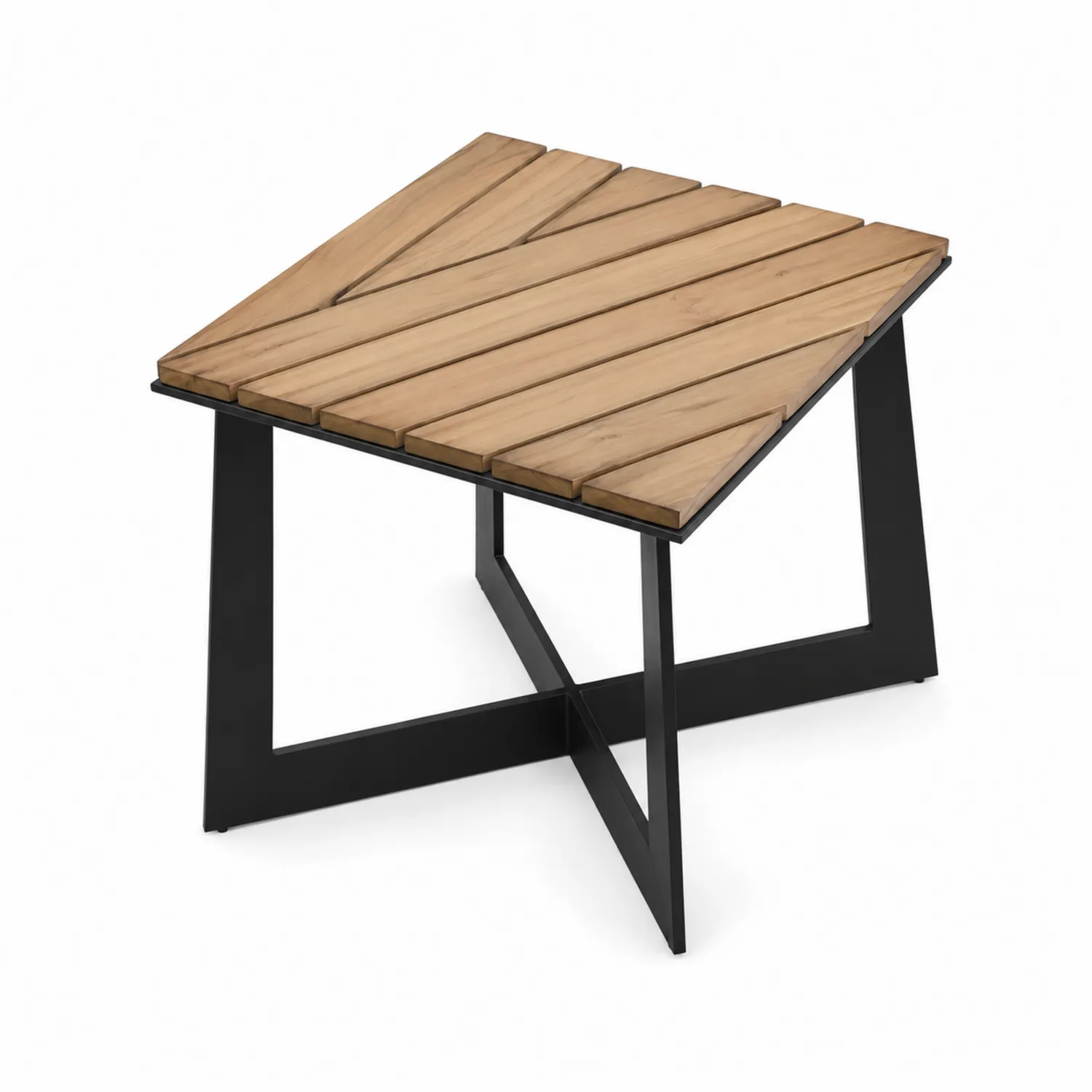 Mesa auxiliar de madera y metal negro-Rusticvillaa