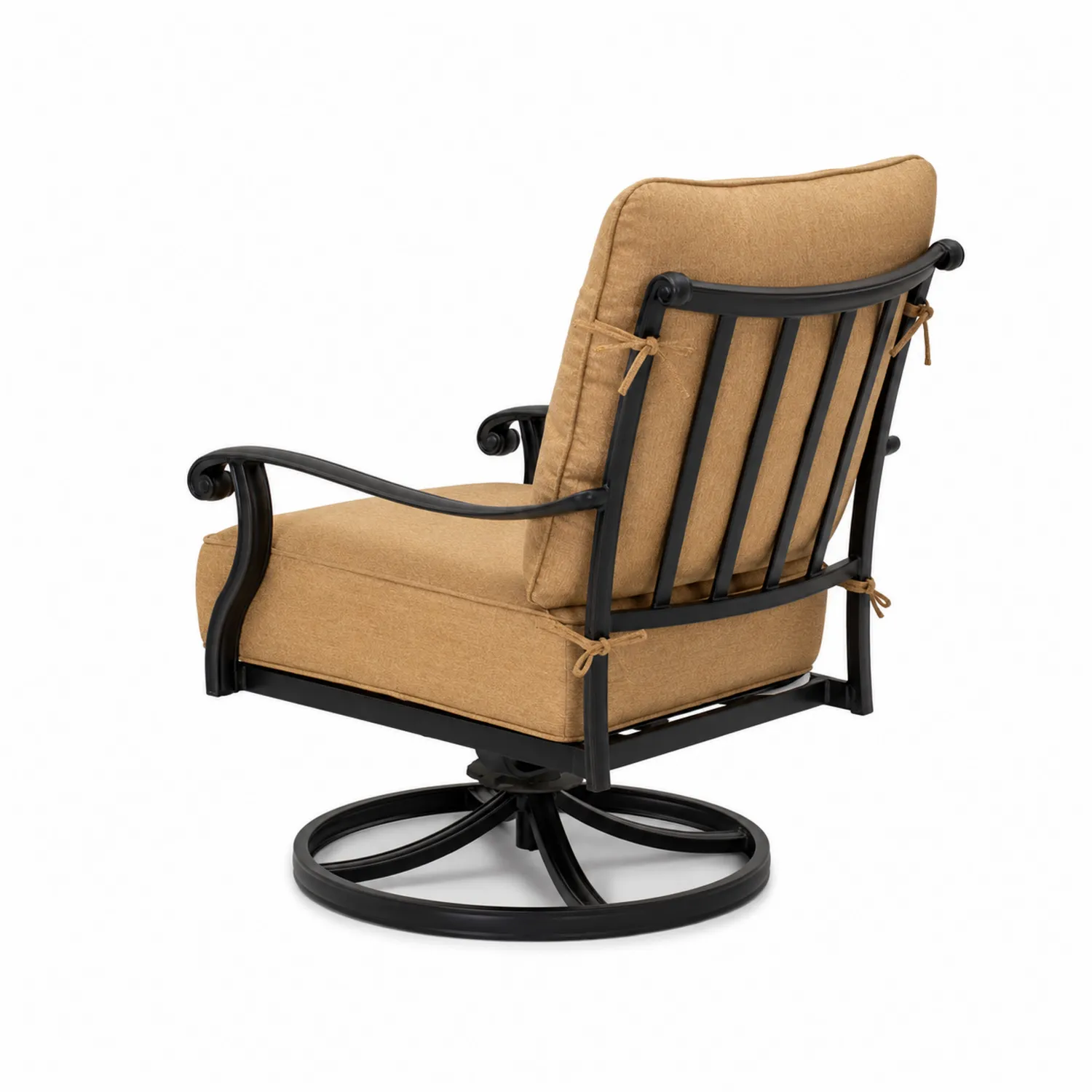 Sillón giratorio de aluminio con cojines marrones-Rusticvillaa
