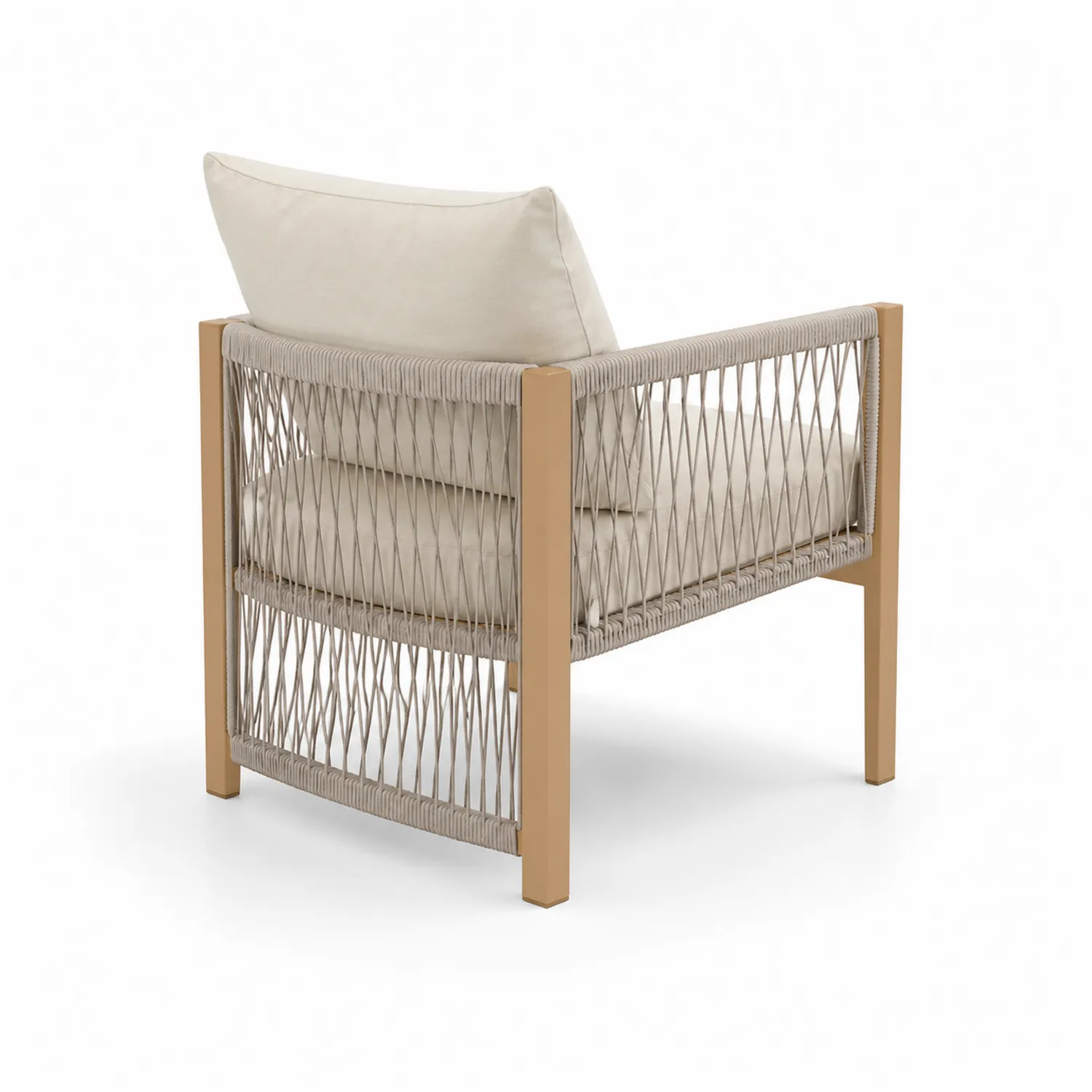 Sillón de exterior de aluminio y cuerda sintética beige 75x70x80 cm-Rusticvillaa