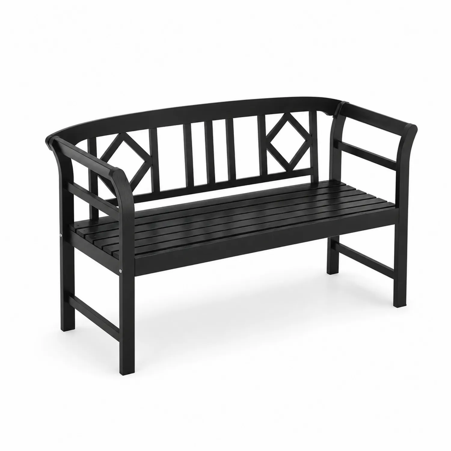 Banco de metal negro para exterior 120 cm-Rusticvillaa