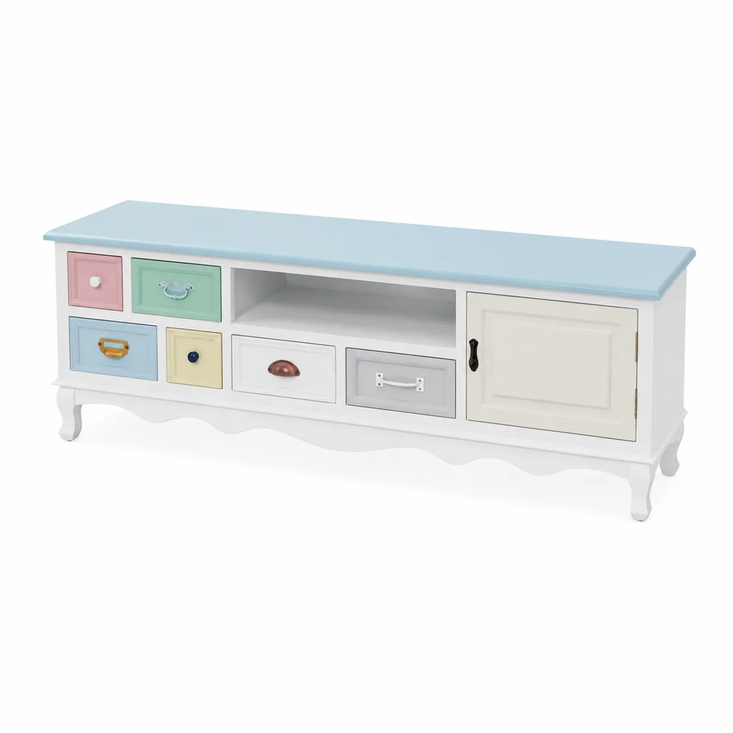Mueble TV de Madera Multicolor 140x40x50 cm-Rusticvillaa