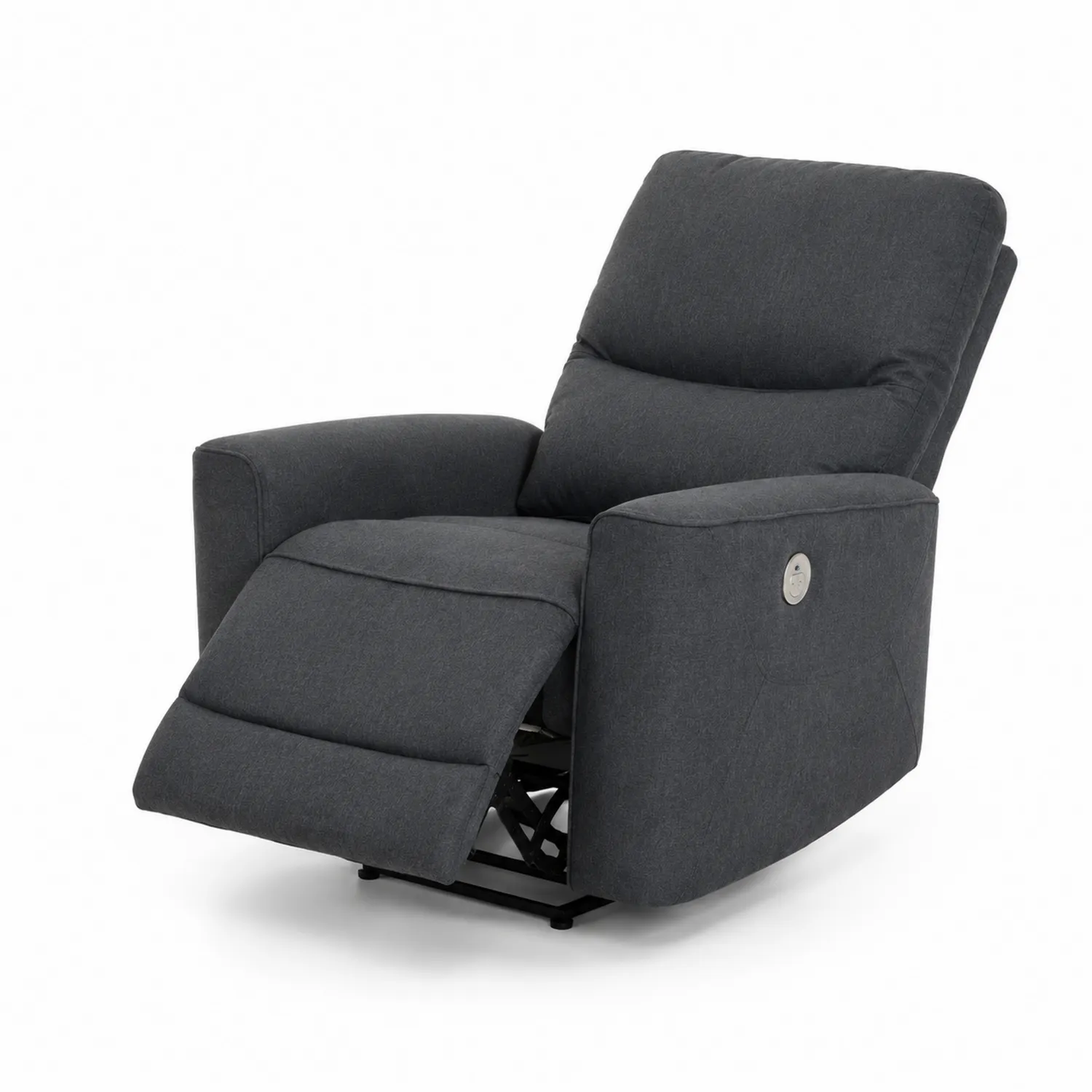 Sillón reclinable de poliéster gris oscuro con reposapiés ajustable-Rusticvillaa
