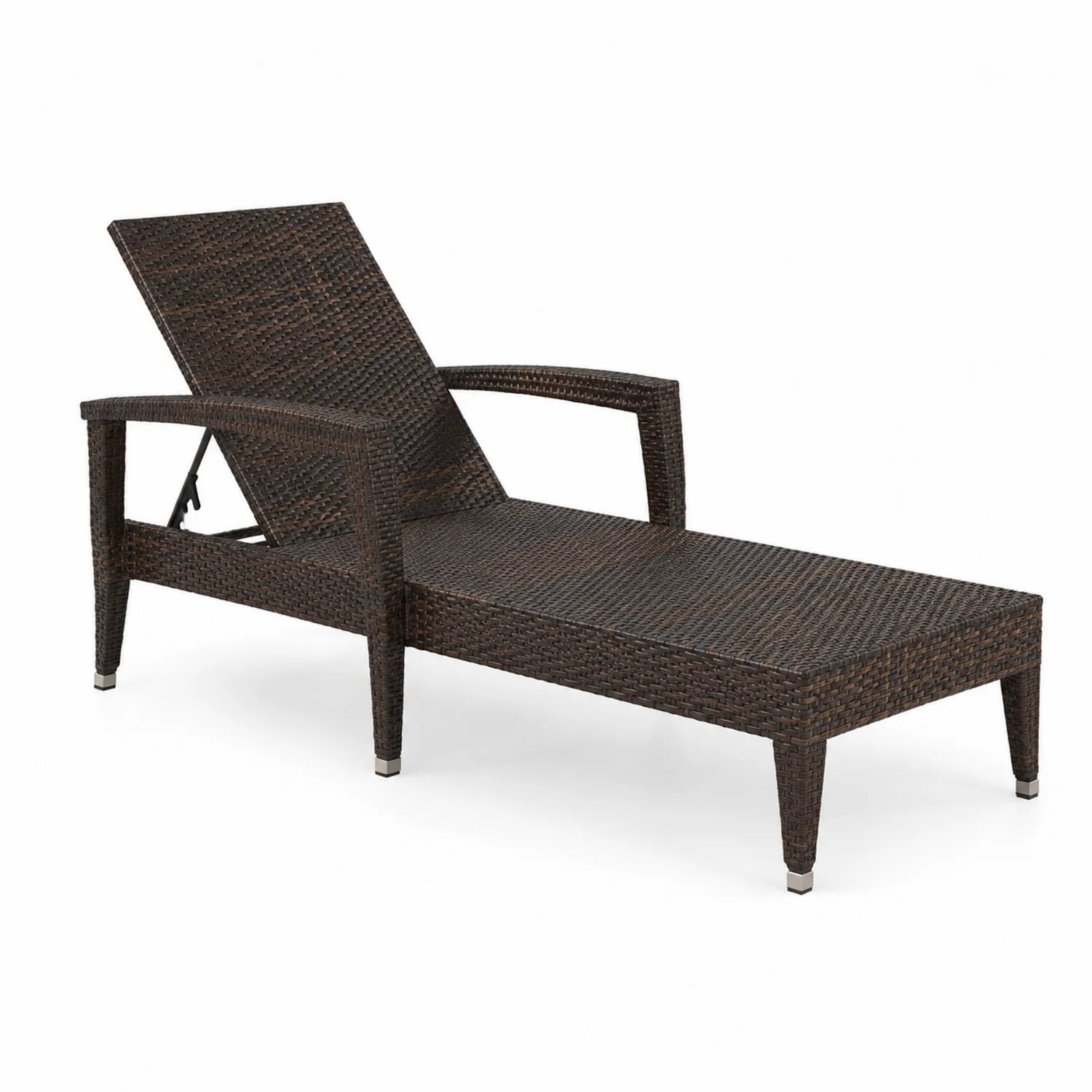Tumbona de Ratán Sintético con Estructura de Aluminio Marrón-Rusticvillaa