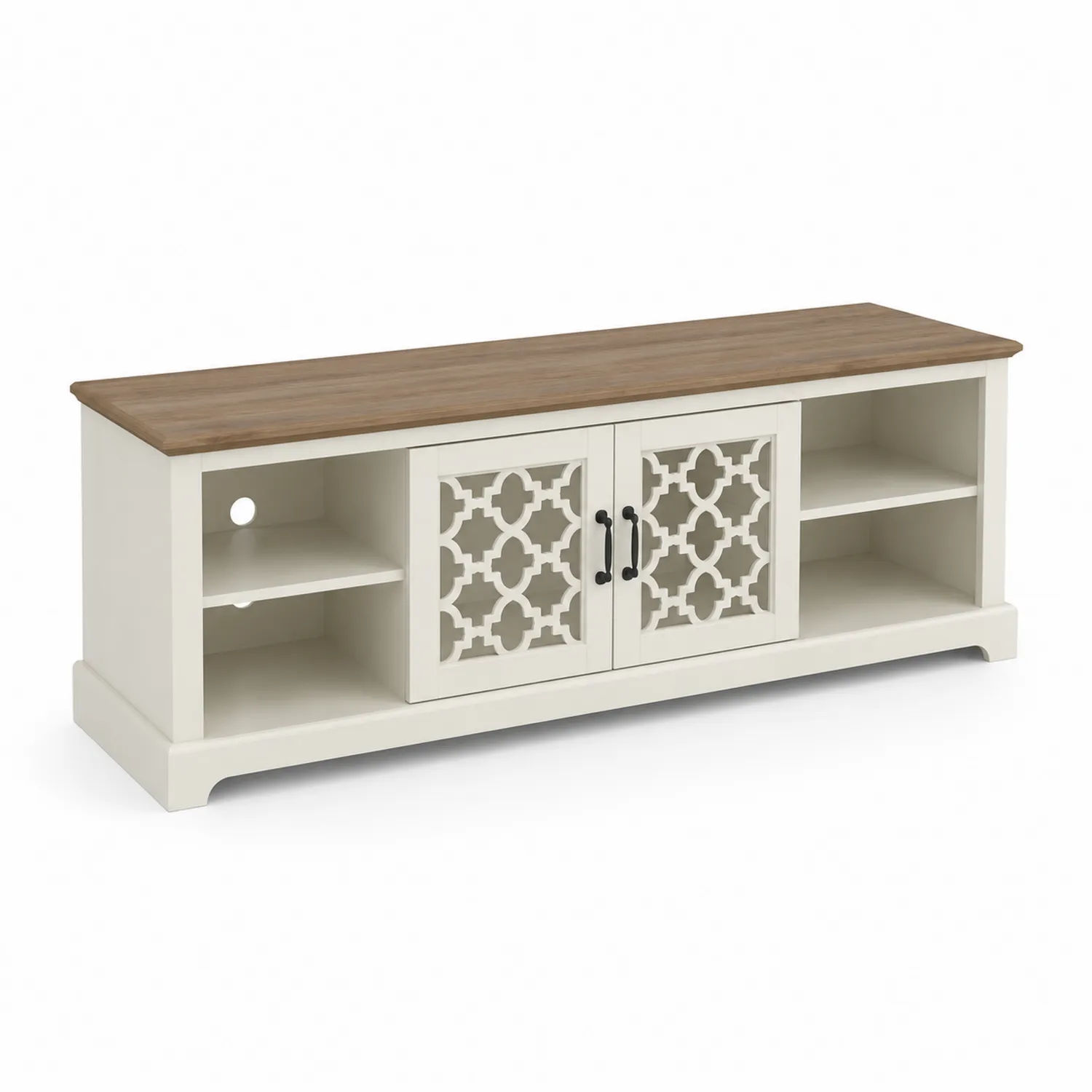Mueble de TV de Madera y MDF Blanco y Marrón 150x45x50 cm-Rusticvillaa