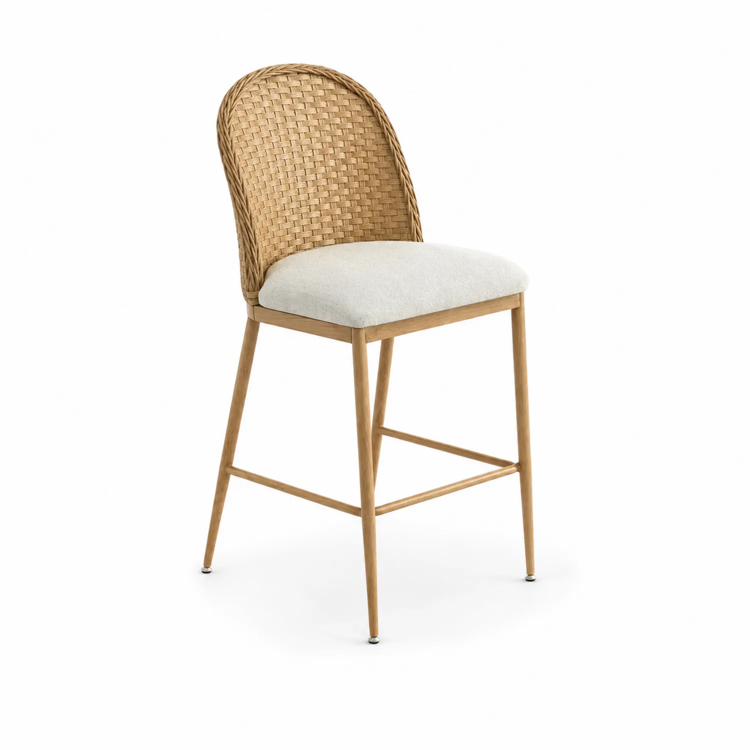 Taburete de ratán con cojín de poliéster Beige 45x50x100 cm-Rusticvillaa