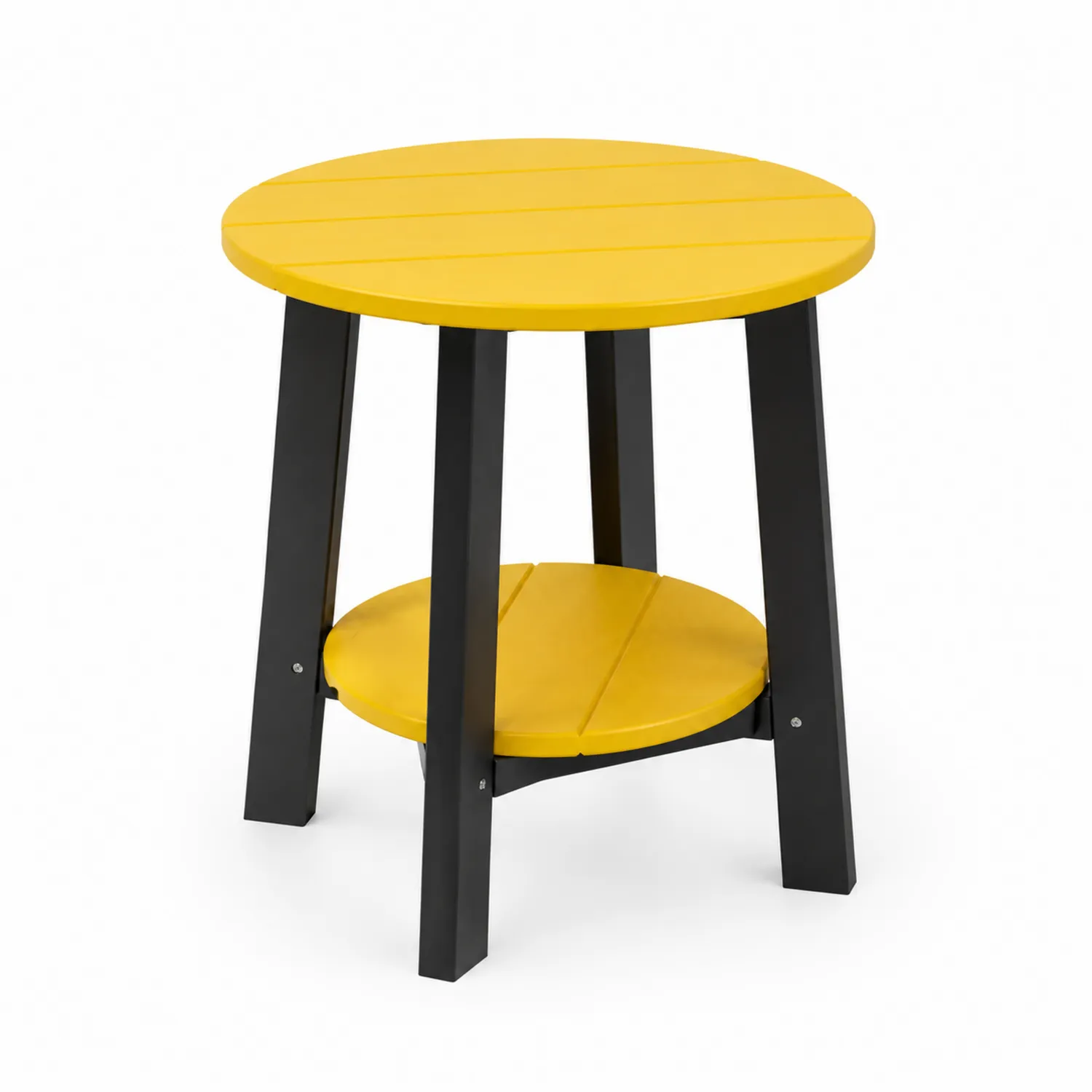 Mesa auxiliar redonda de plástico y metal Amarillo/Negro-Rusticvillaa