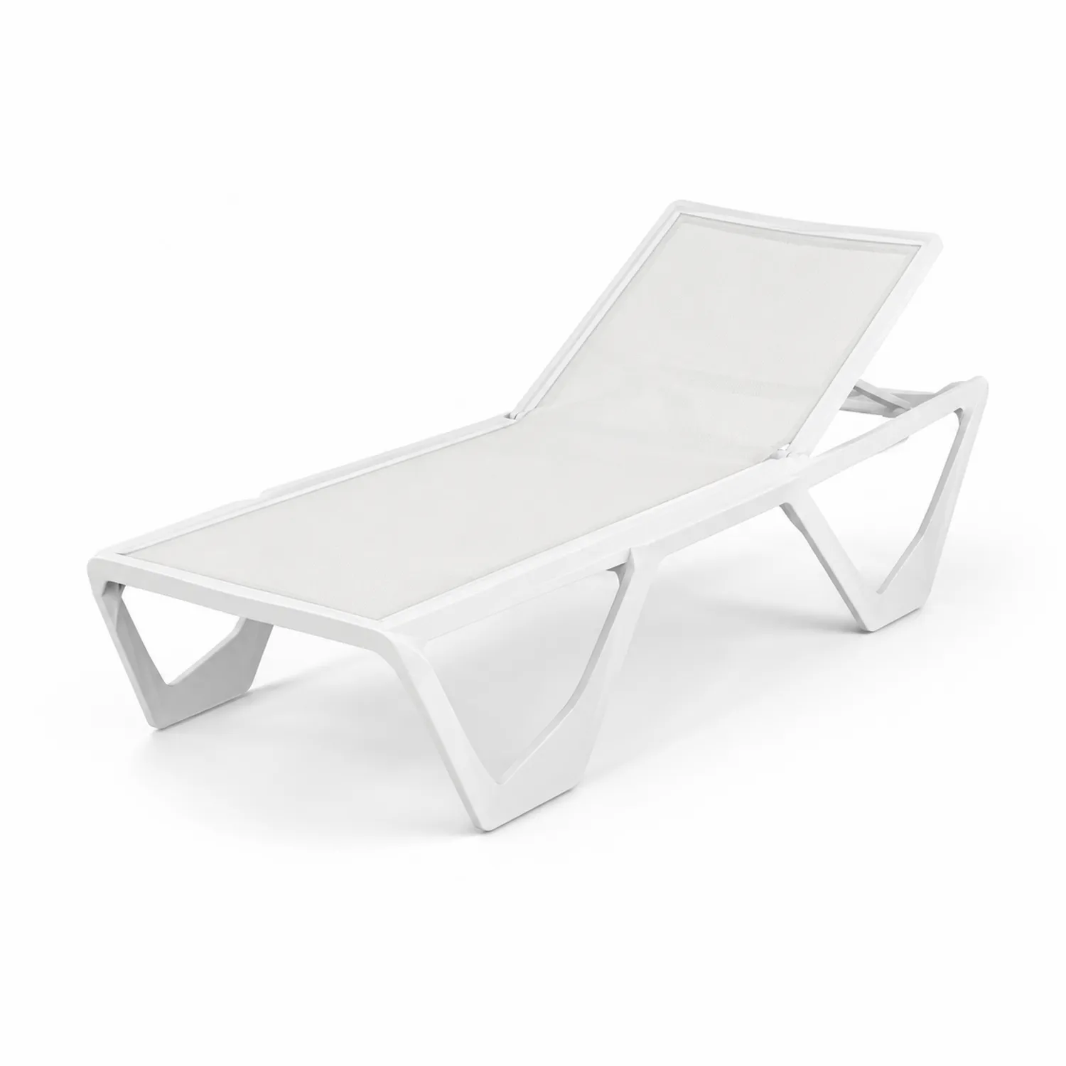 Tumbona de Polipropileno y Malla Blanca para Exterior 190x70x35 cm-Rusticvillaa