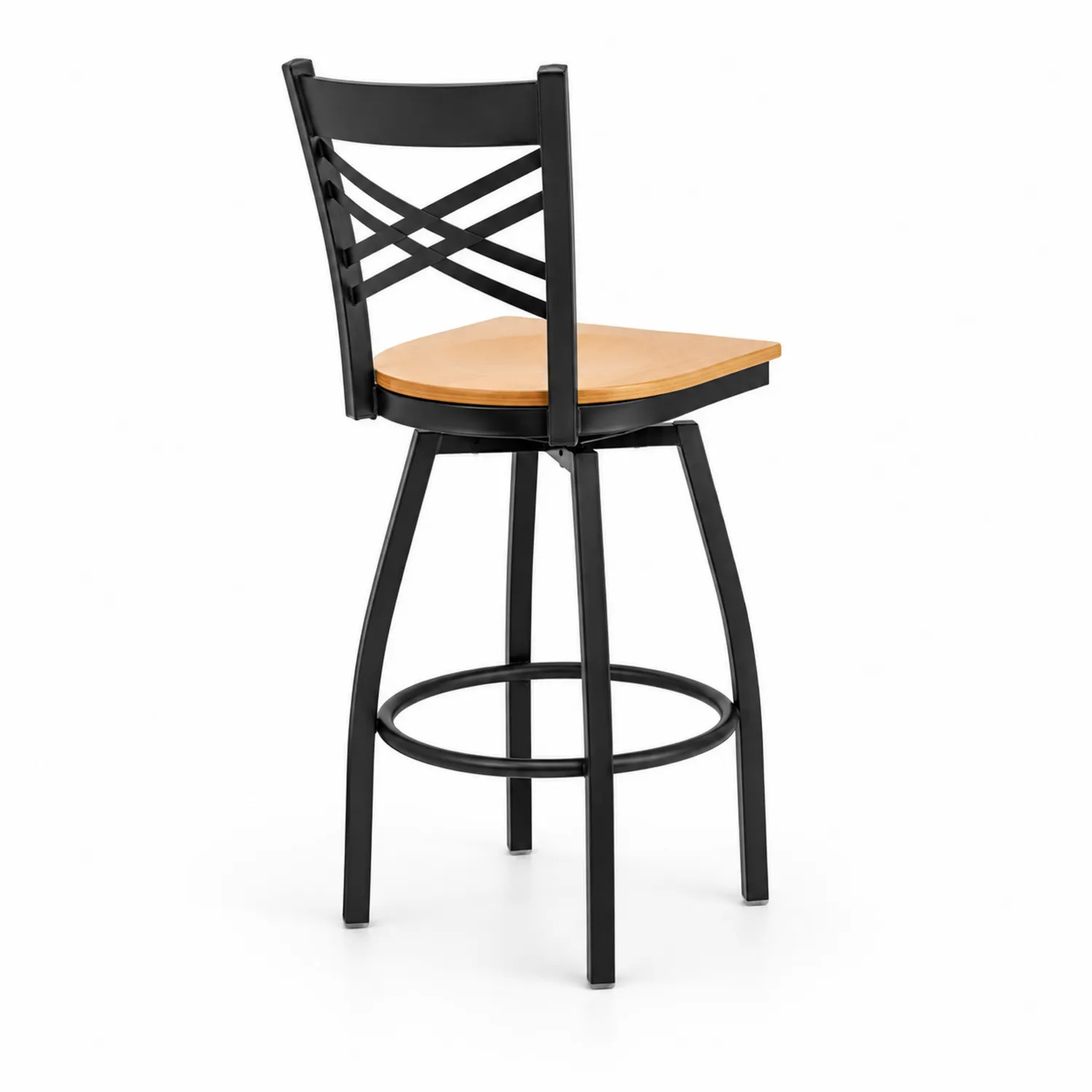 Taburete de metal con asiento de madera Negra/Natural 105 cm-Rusticvillaa