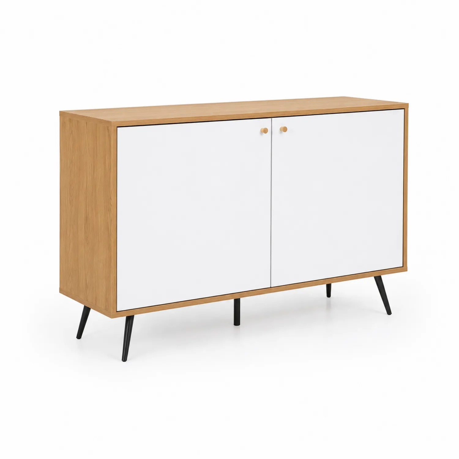 Aparador de MDF Blanco y Natural 80x40x75 cm-Rusticvillaa