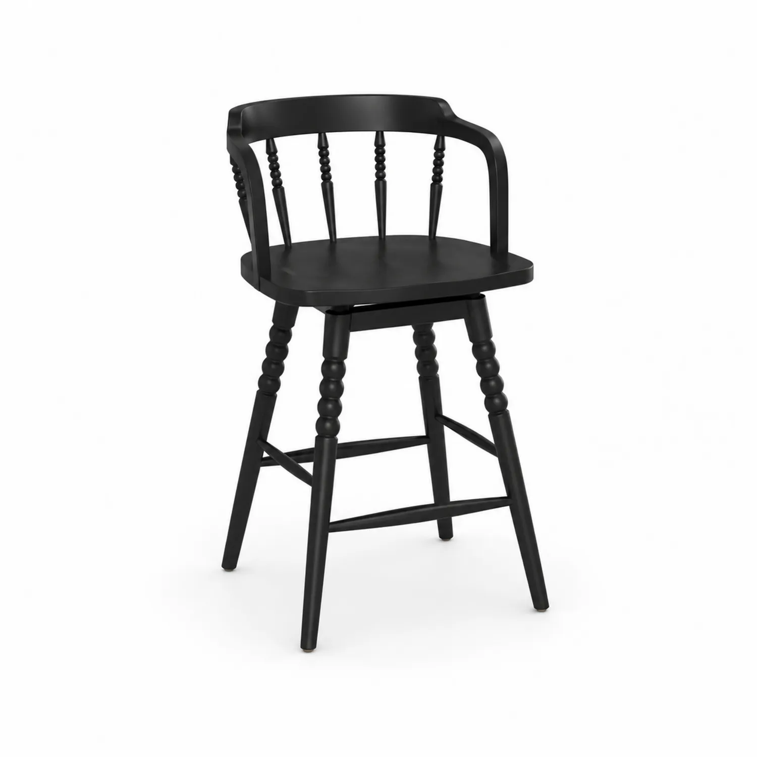 Taburete de bar de madera negro-Rusticvillaa