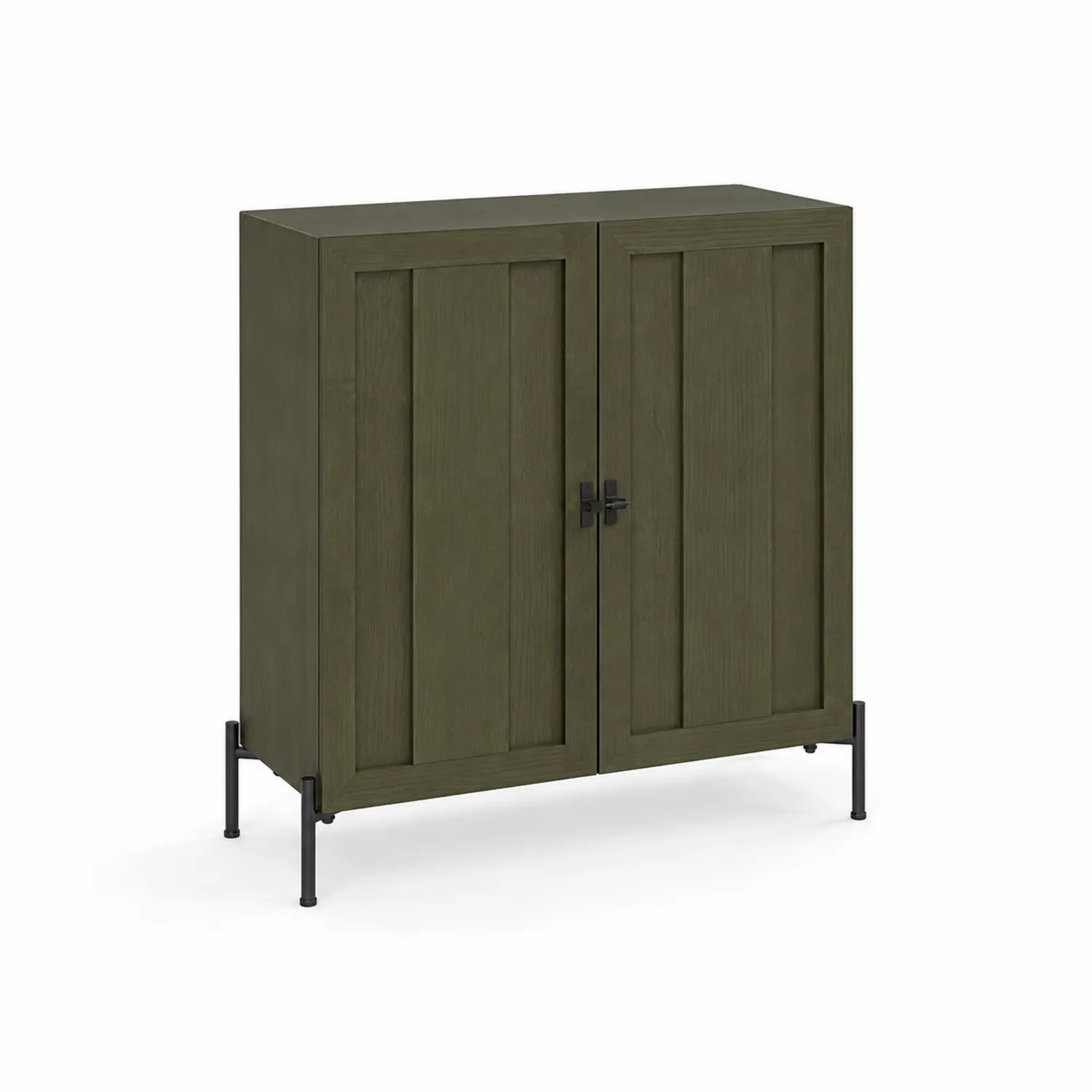 Armario de madera con patas metálicas, color Oliva, 90x40x120 cm-Rusticvillaa