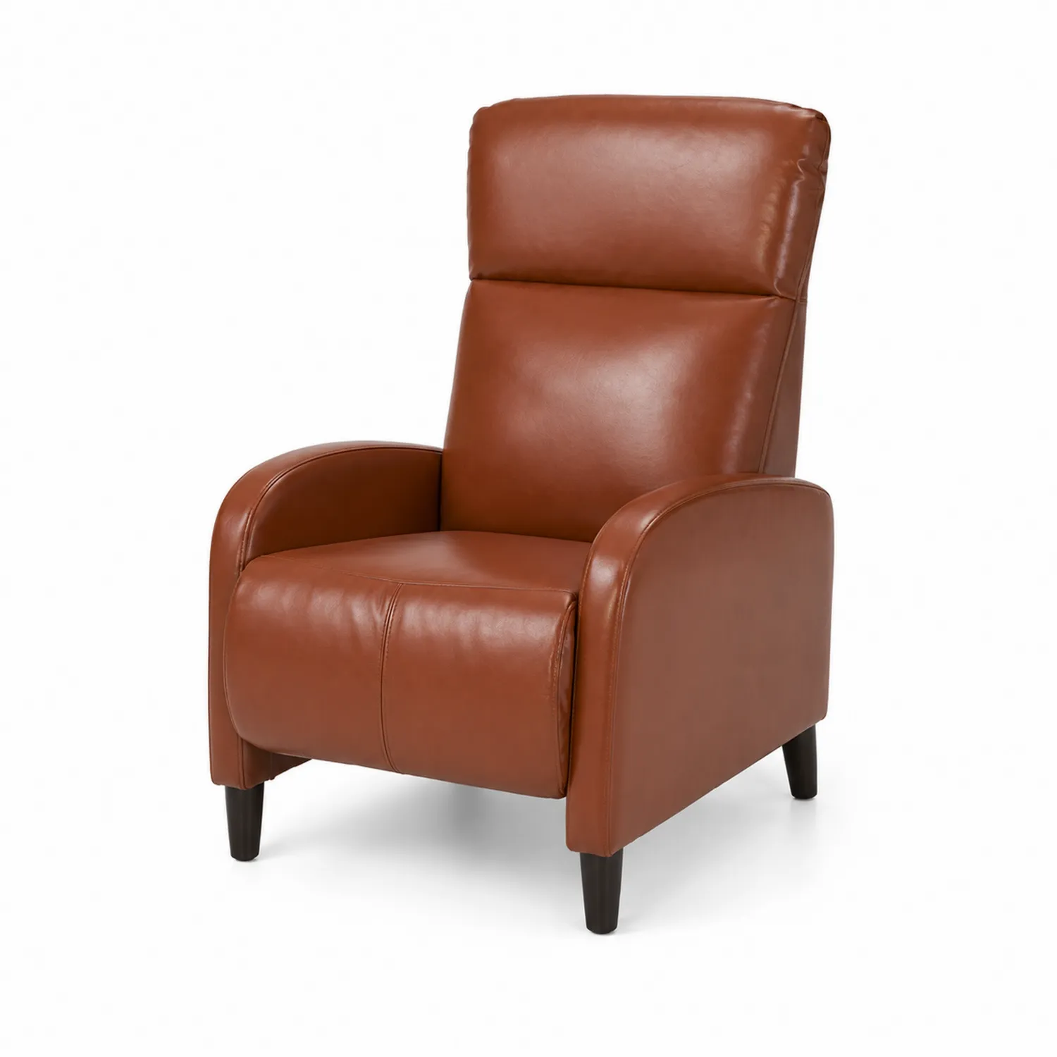 Sillón reclinable de piel sintética marrón 75x85x105 cm-Rusticvillaa