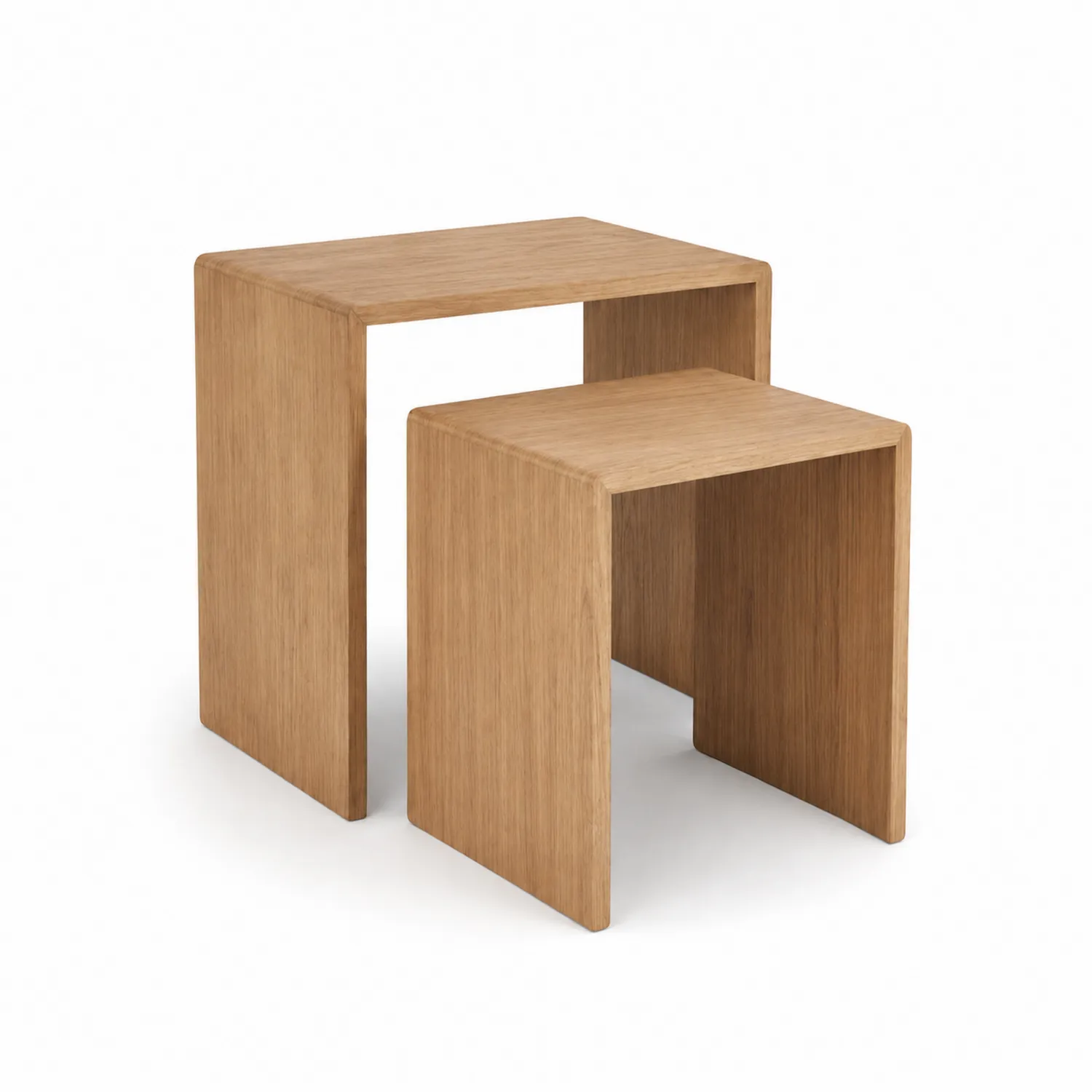 Conjunto de mesas nido de madera de roble-Rusticvillaa