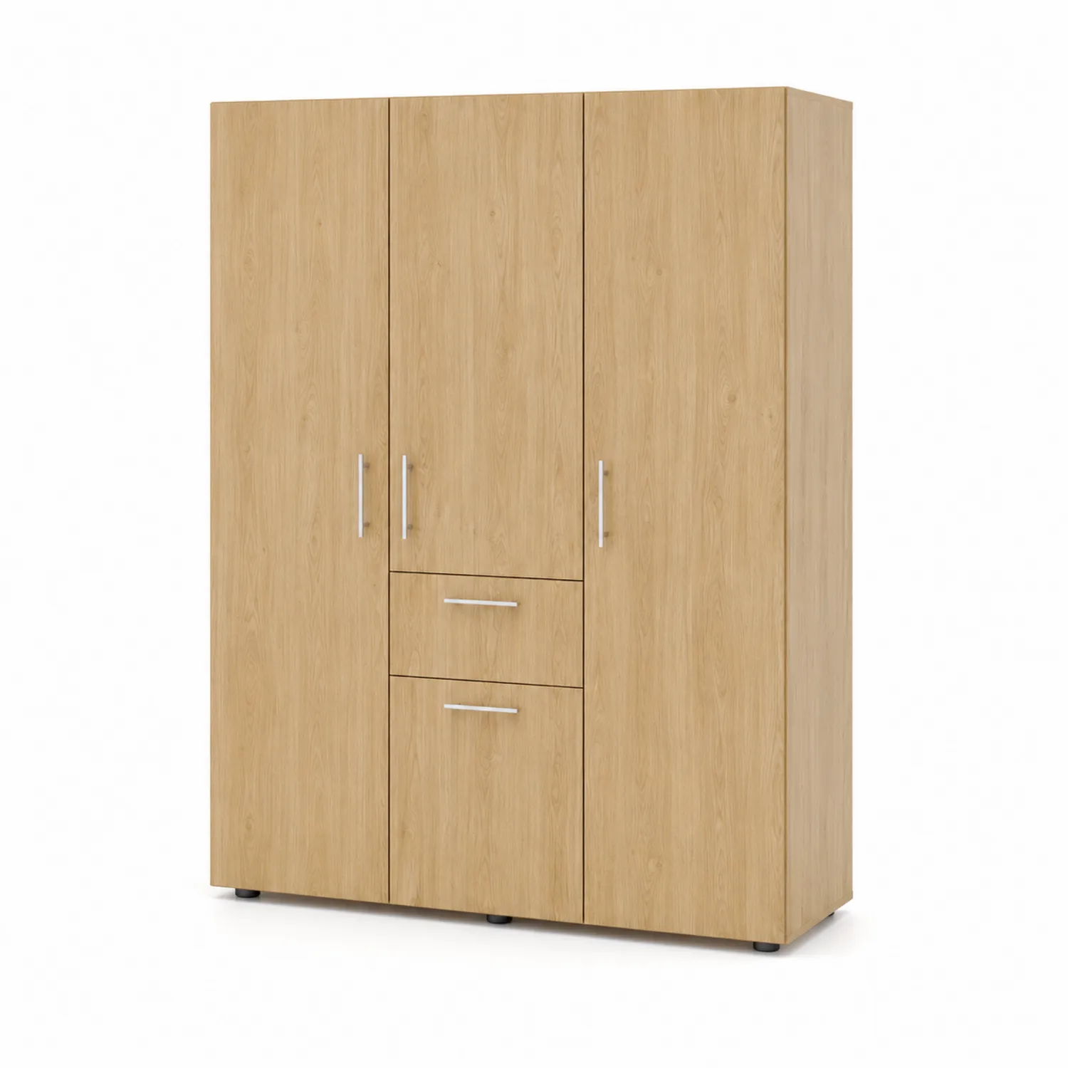 Armario de Madera con 3 Puertas y 2 Cajones 180x120x50 cm Roble Claro-Rusticvillaa