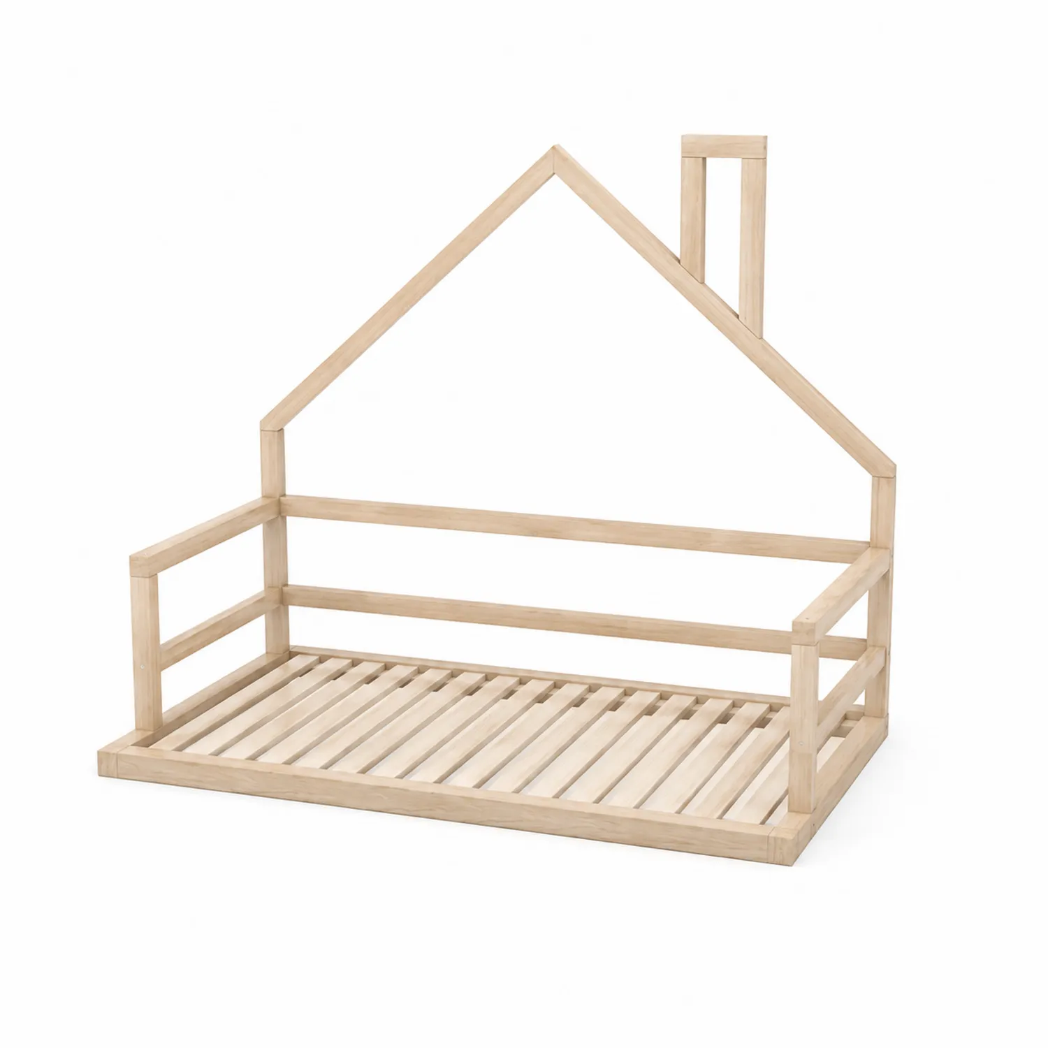 Cama infantil de madera de pino en forma de casa 140x70 cm-Rusticvillaa