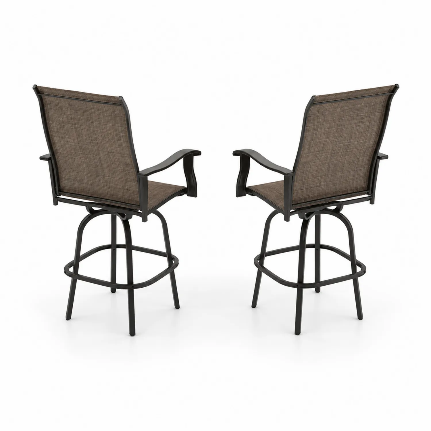 Juego de taburetes de aluminio y textil sintético marrón-Rusticvillaa