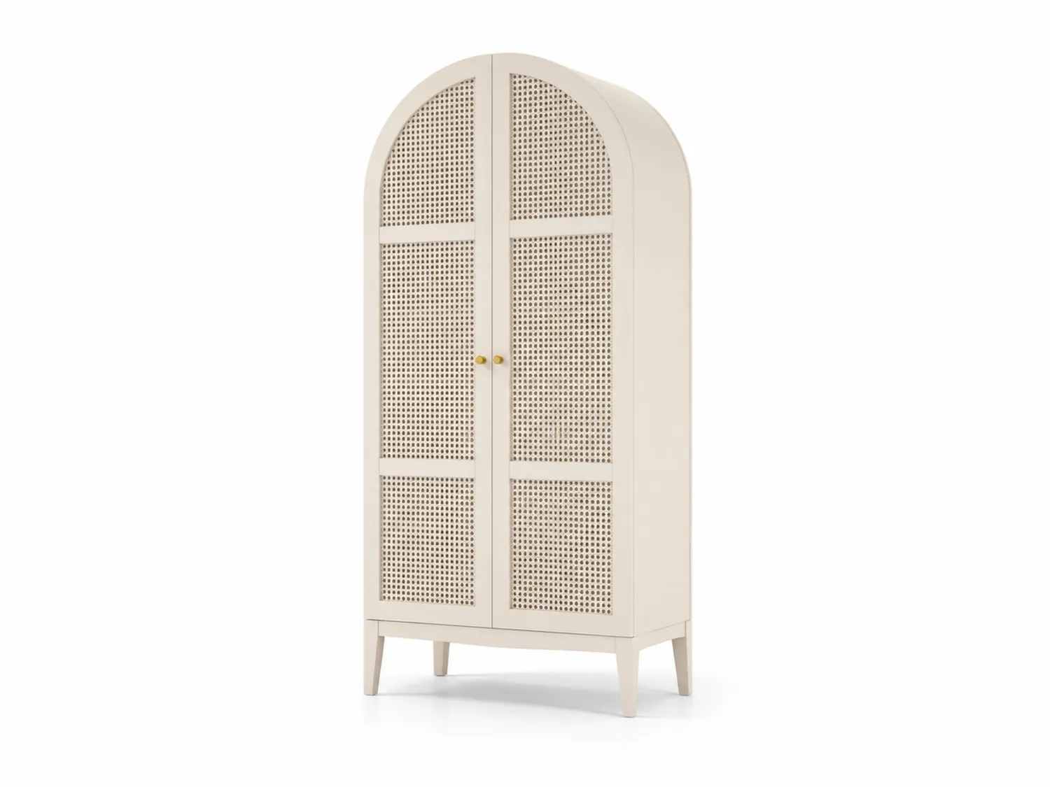 Kleiderschrank aus MDF und Rattan Creme 190 cm