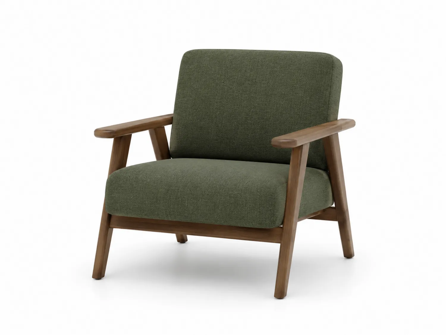 Sessel aus Walnussholz mit grünem Polyester