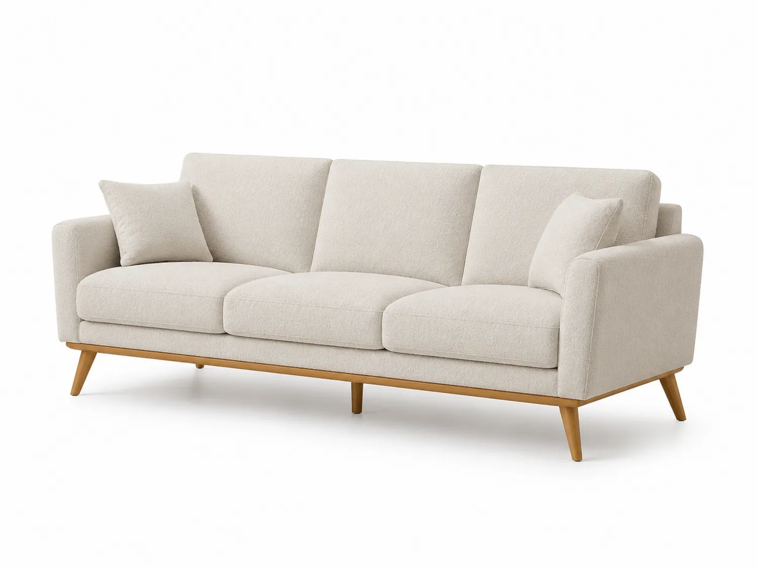 3-Sitzer Sofa Stoff Beige Holzbeine 200 cm