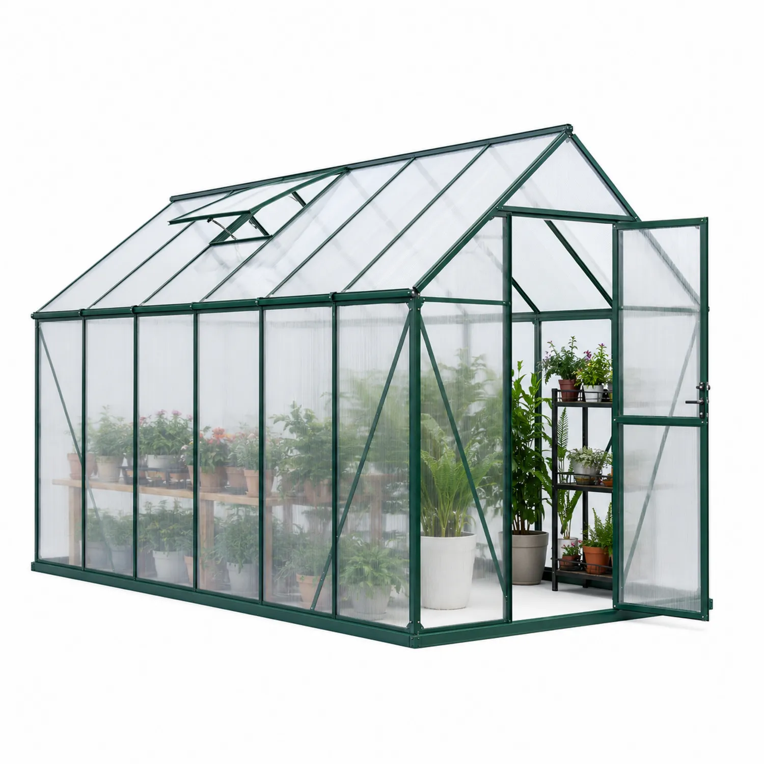 Gewächshaus mit Aluminiumrahmen und Polycarbonatplatten Grün